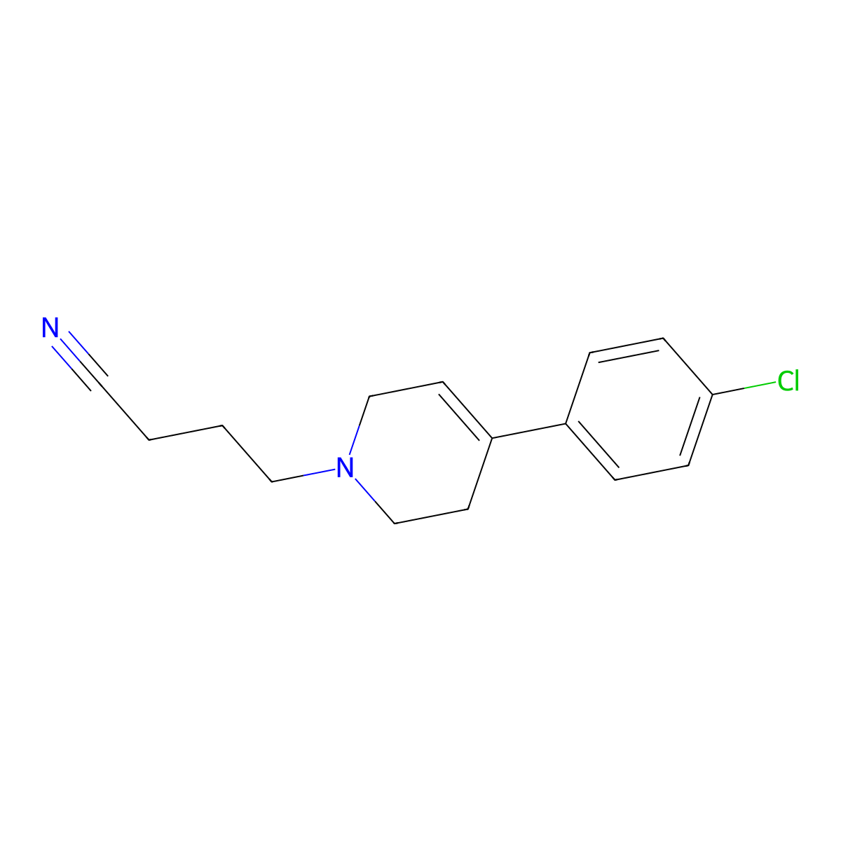 4-[4-(4-Chlorophenyl)-3,6-dihydropyridin-1(2H)-yl]butanenitrile molecular structure, CAS 135964-59-9