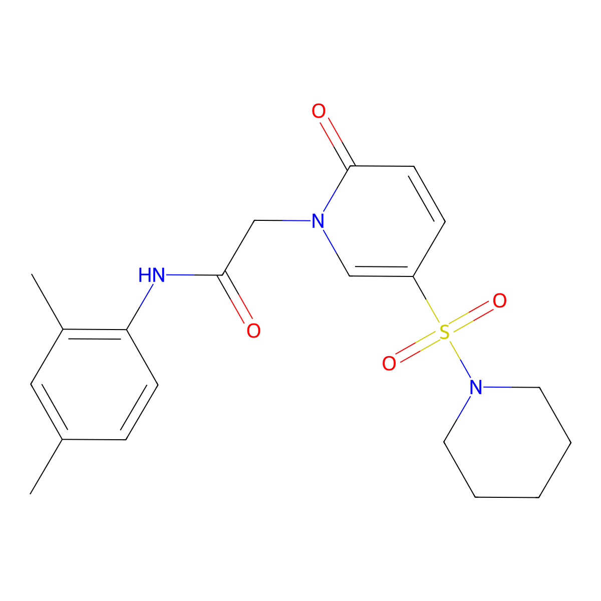 N-(2,4-dimethylphenyl)-2-[2-oxo-5-(piperidine-1-sulfonyl)-1,2-dihydropyridin-1-yl]acetamide molecular structure, CAS 1359647-44-1