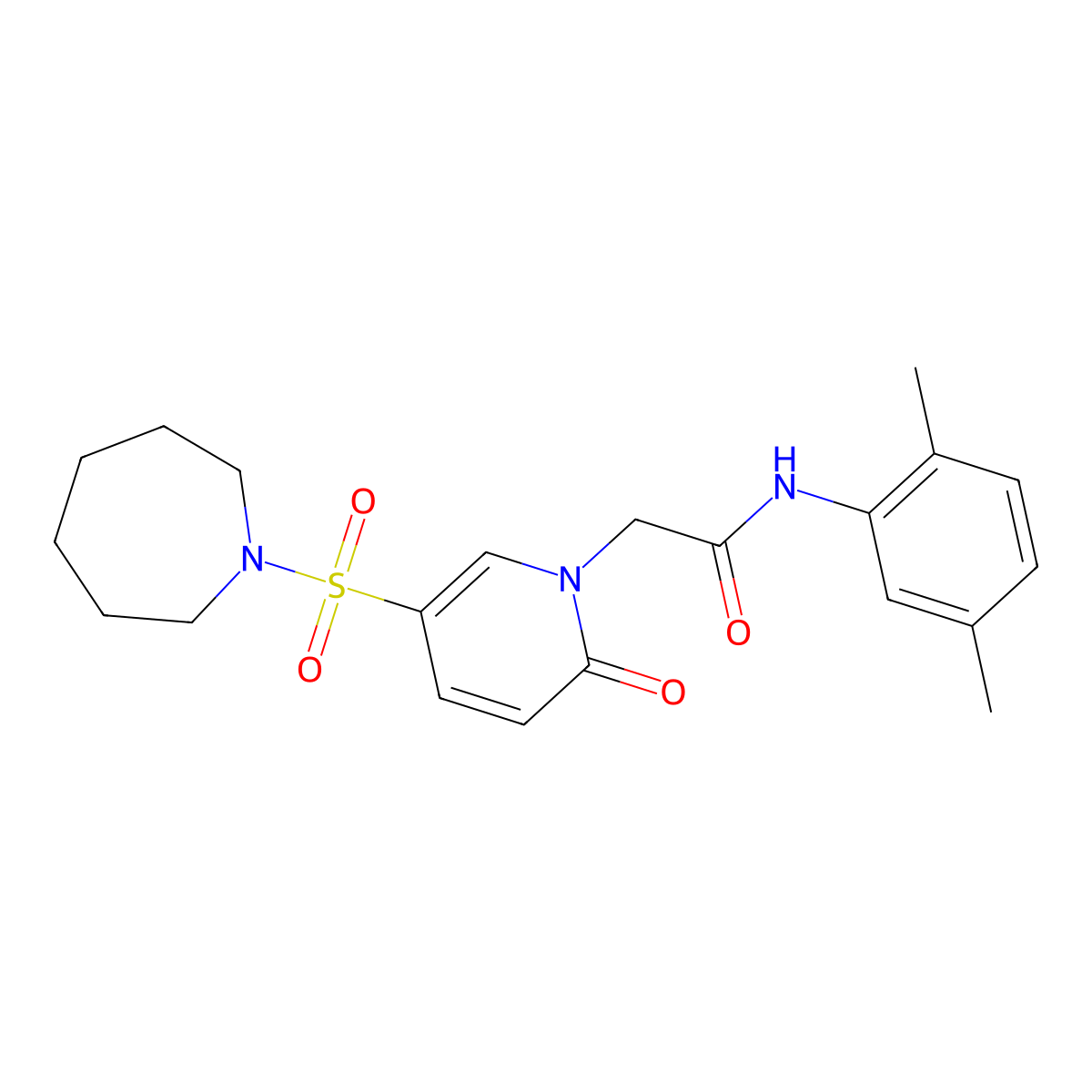 2-[5-(azepane-1-sulfonyl)-2-oxo-1,2-dihydropyridin-1-yl]-N-(2,5-dimethylphenyl)acetamide molecular structure, CAS 1359648-44-4