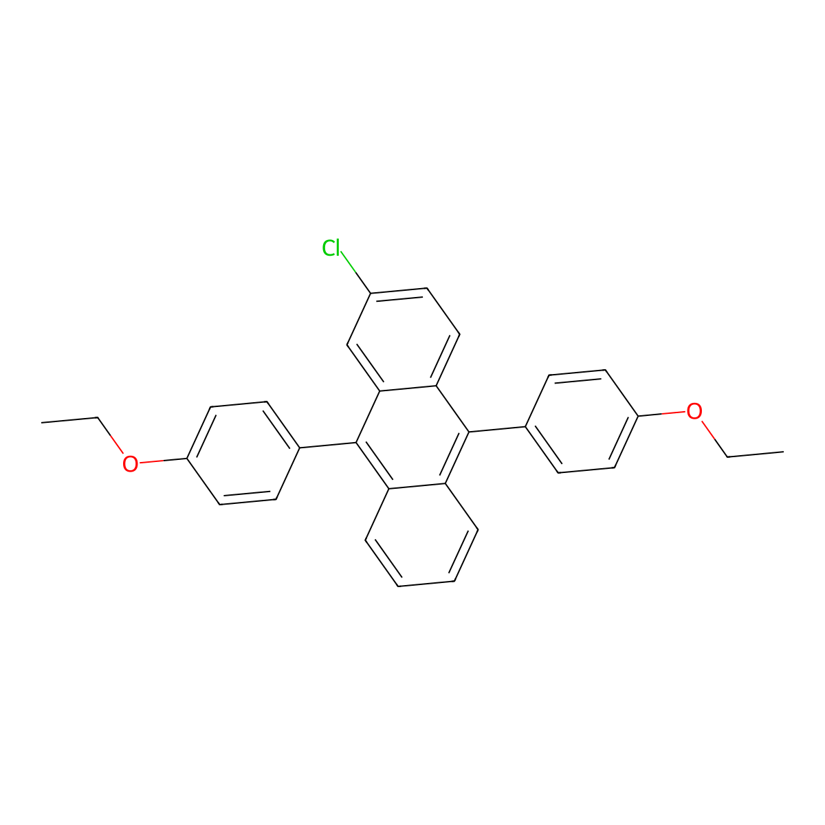 2-Chloro-9,10-bis(4-ethoxyphenyl)anthracene molecular structure, CAS 135965-21-8