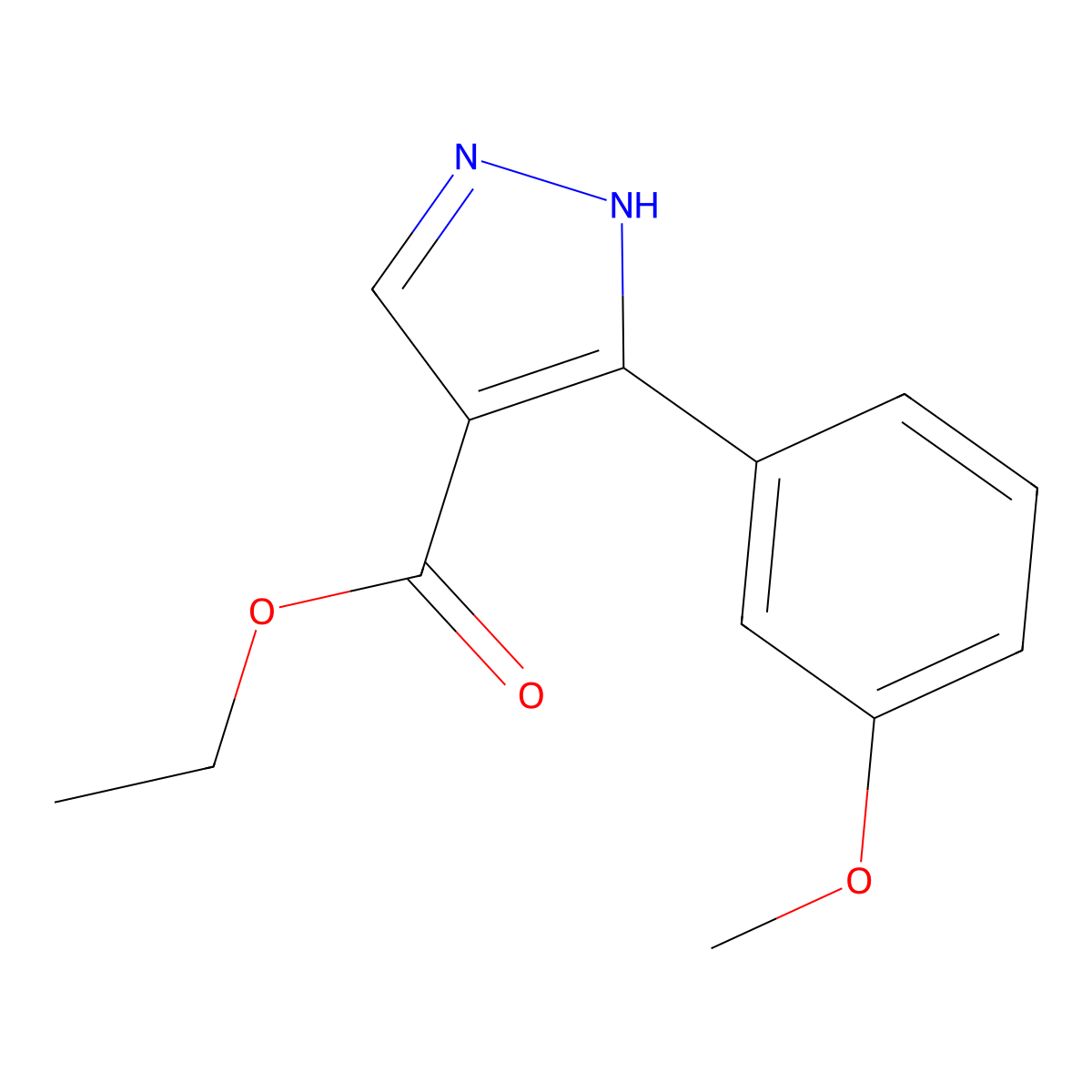 ethyl 5-(3-methoxyphenyl)-1H-pyrazole-4-carboxylate molecular structure, CAS 1359655-48-3