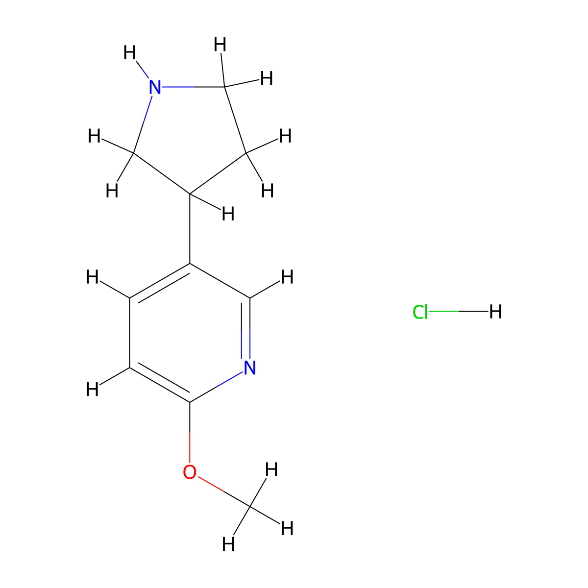 2-Methoxy-5-(pyrrolidin-3-yl)pyridine hydrochloride molecular structure, CAS 1359656-04-4