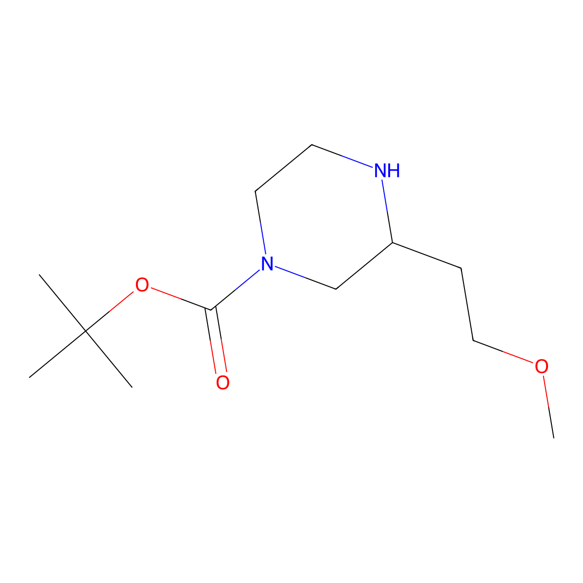 Tert-butyl 3-(2-methoxyethyl)piperazine-1-carboxylate molecular structure, CAS 1359656-07-7