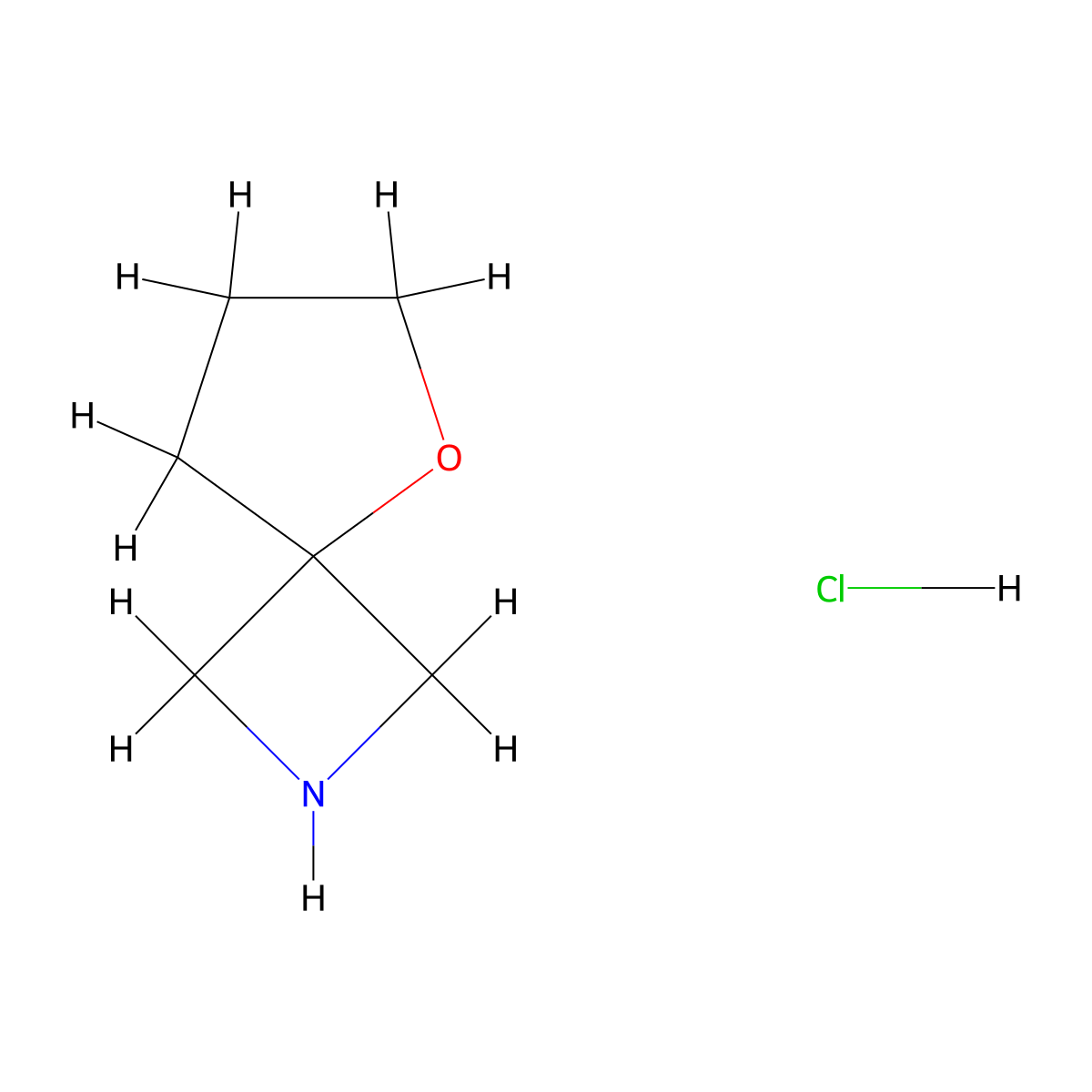 5-Oxa-2-azaspiro[3.4]octane hydrochloride molecular structure, CAS 1359656-11-3