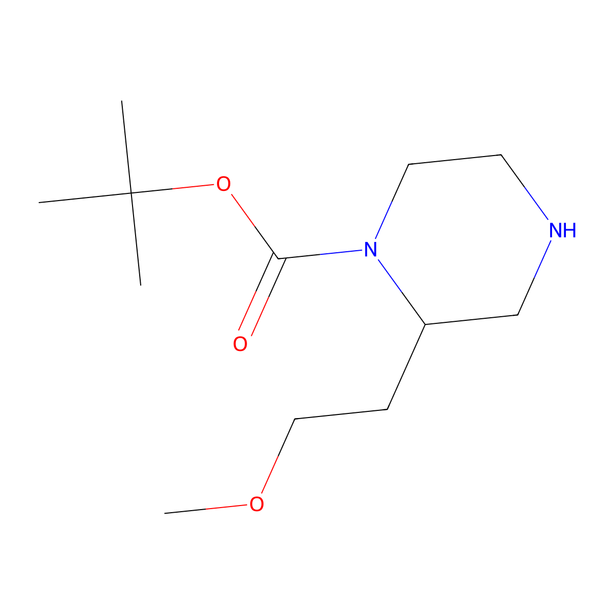 tert-butyl 2-(2-Methoxyethyl)piperazine-1-carboxylate molecular structure, CAS 1359656-35-1