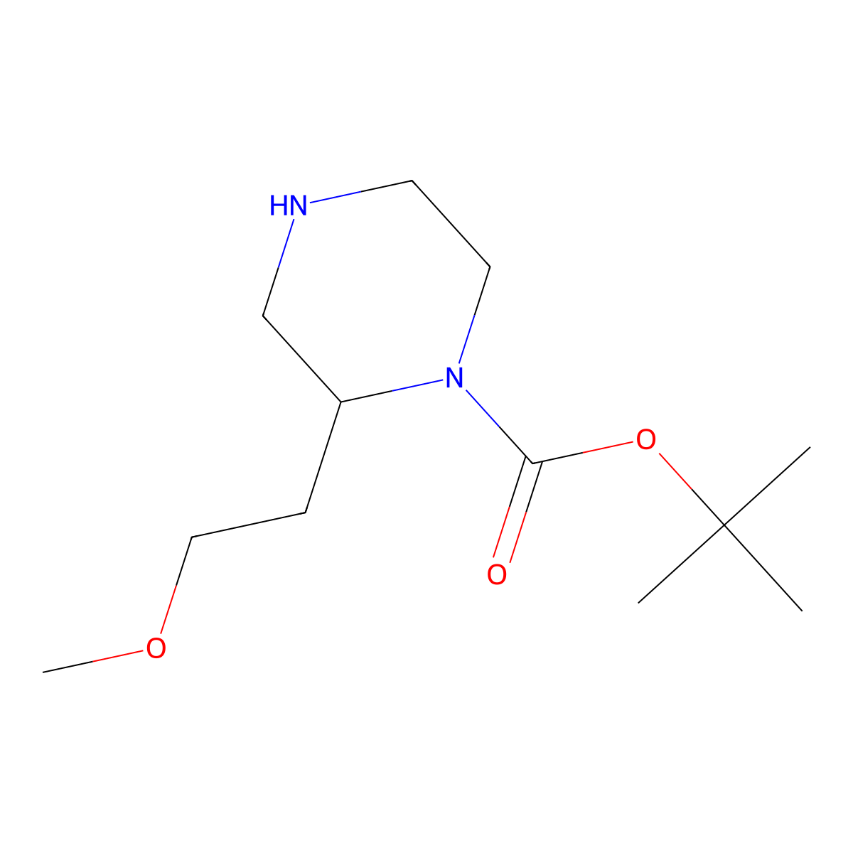 tert-butyl 2-(2-Methoxyethyl)piperazine-1-carboxylate molecular structure, CAS 1359656-35-1