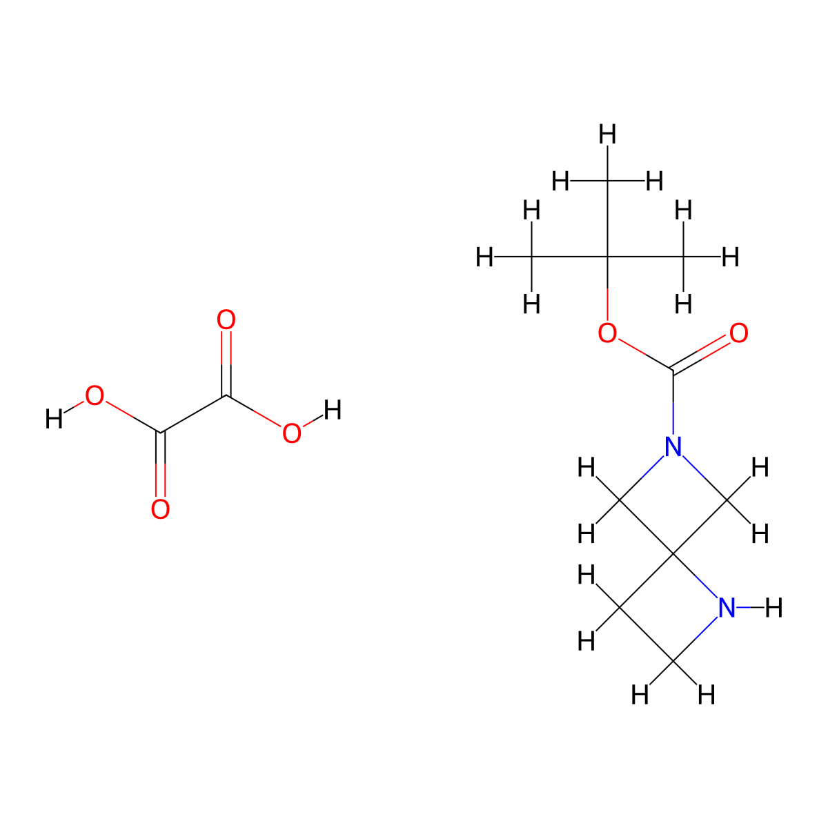 Oxalic acid; tert-butyl 1,6-diazaspiro[3.3]heptane-6-carboxylate molecular structure, CAS 1359656-86-2