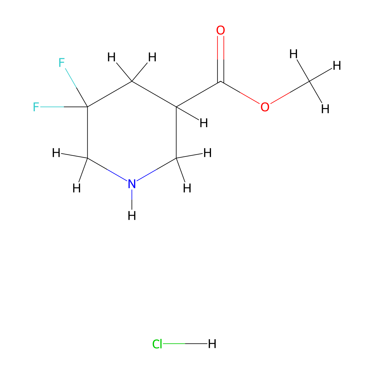 Methyl 5,5-difluoropiperidine-3-carboxylate hydrochloride molecular structure, CAS 1359656-87-3