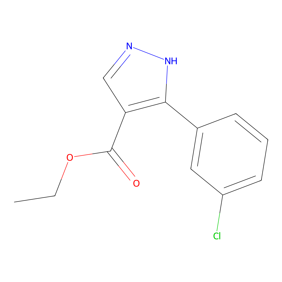 ethyl 5-(3-chlorophenyl)-1H-pyrazole-4-carboxylate molecular structure, CAS 1359657-05-8