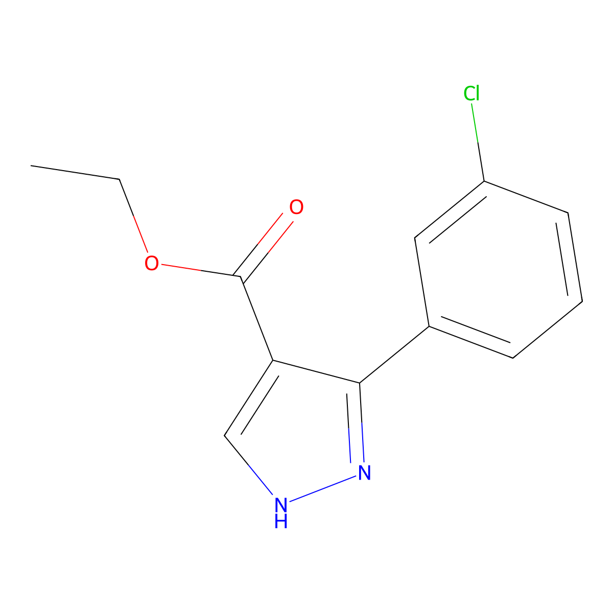 ethyl 5-(3-chlorophenyl)-1H-pyrazole-4-carboxylate molecular structure, CAS 1359657-05-8