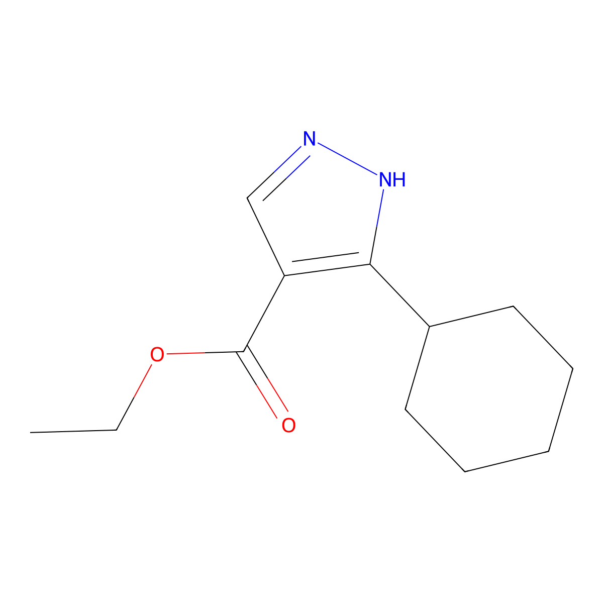 ethyl 5-cyclohexyl-1H-pyrazole-4-carboxylate molecular structure, CAS 1359657-08-1
