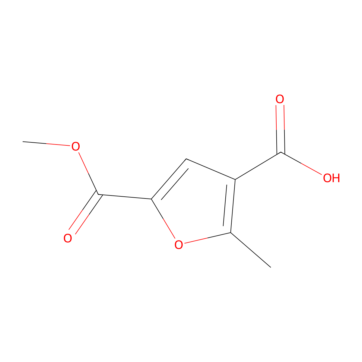 5-(Methoxycarbonyl)-2-methylfuran-3-carboxylic acid molecular structure, CAS 1359657-46-7
