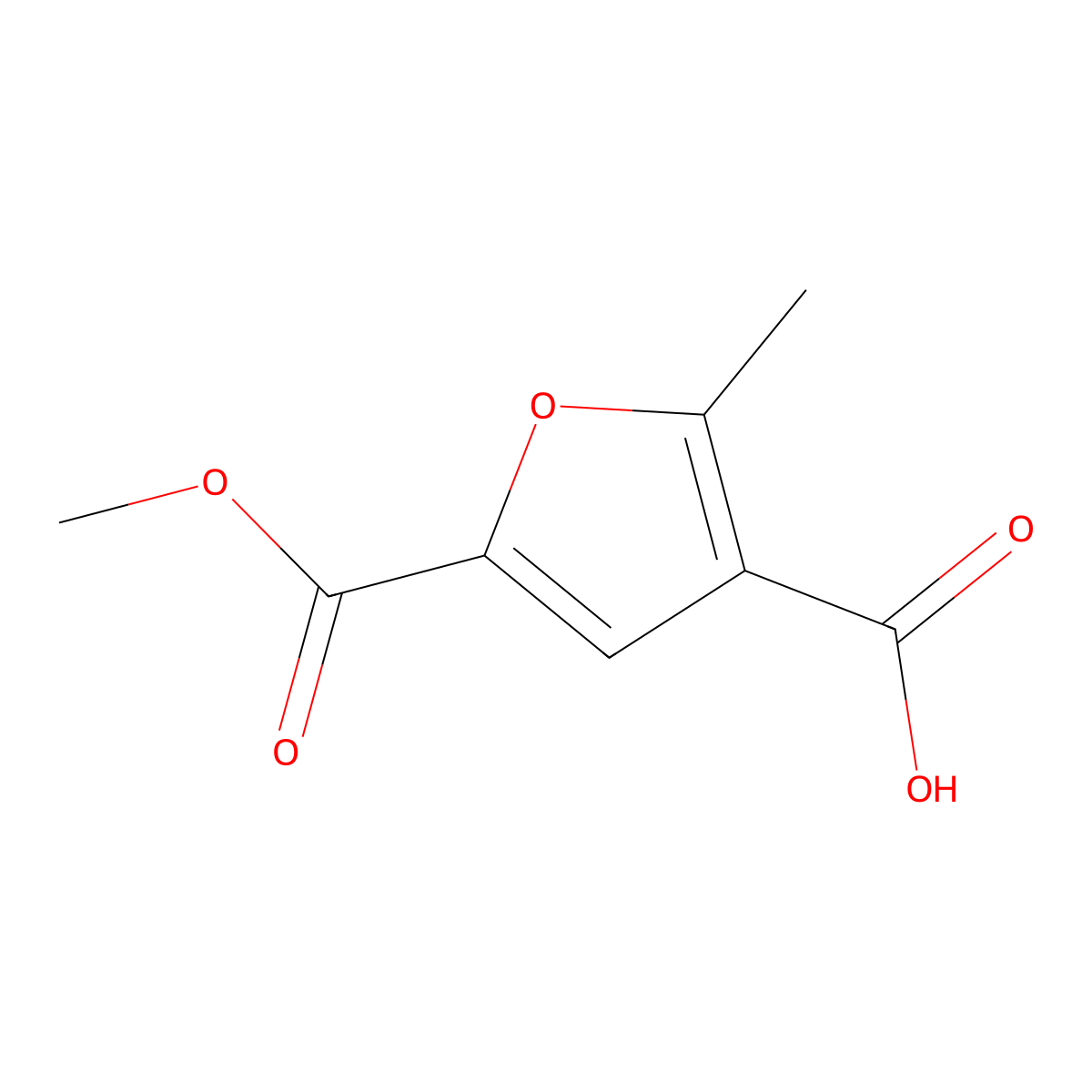 5-(Methoxycarbonyl)-2-methylfuran-3-carboxylic acid molecular structure, CAS 1359657-46-7