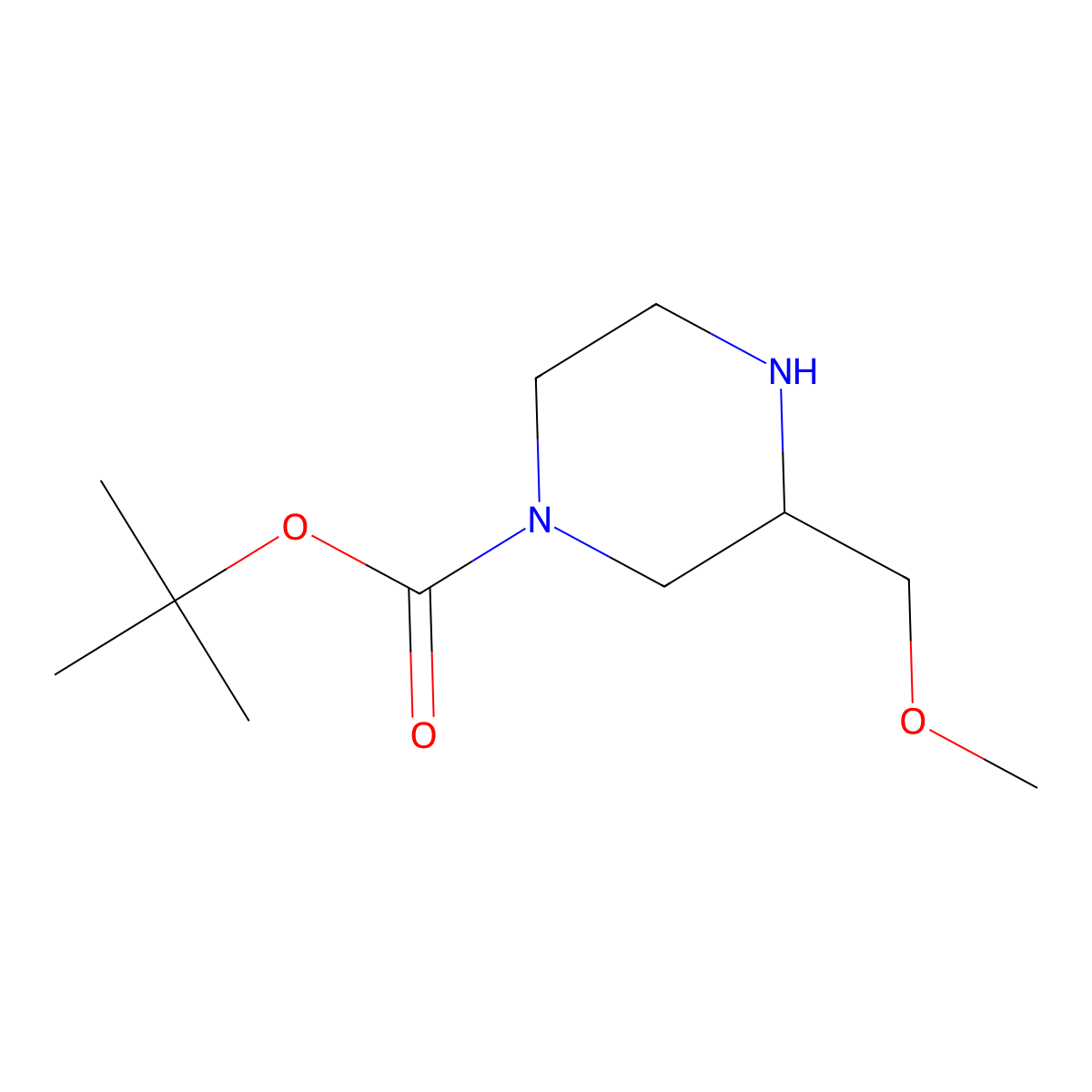 (R)-tert-Butyl 3-(methoxymethyl)piperazine-1-carboxylate molecular structure, CAS 1359658-32-4