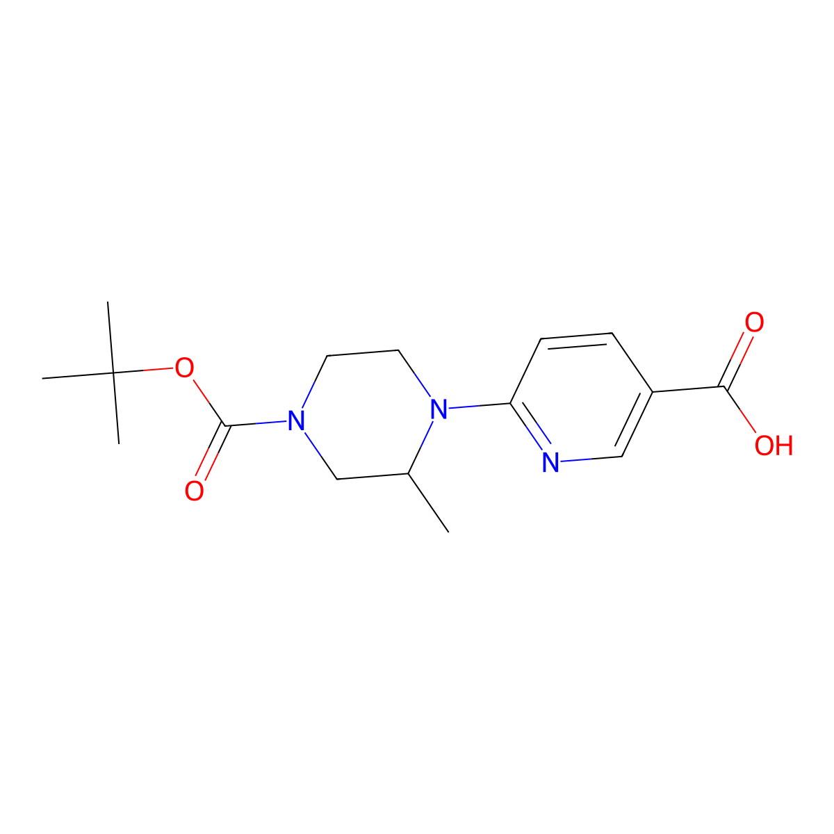 (R)-6-(4-(tert-Butoxycarbonyl)-2-methylpiperazin-1-yl)nicotinic acid molecular structure, CAS 1359658-38-0