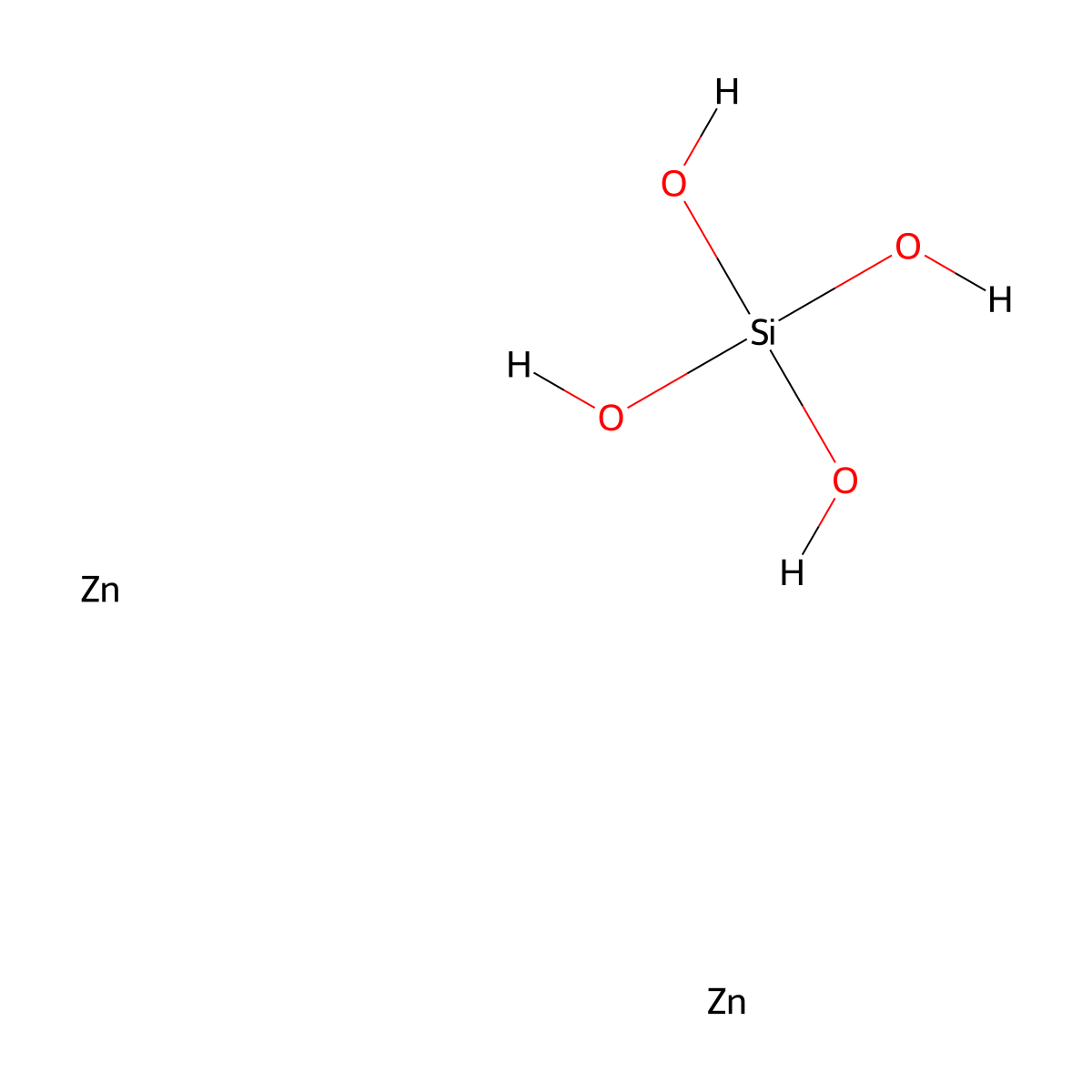 Silicon zinc oxide (SiZn2O4) molecular structure, CAS 13597-65-4