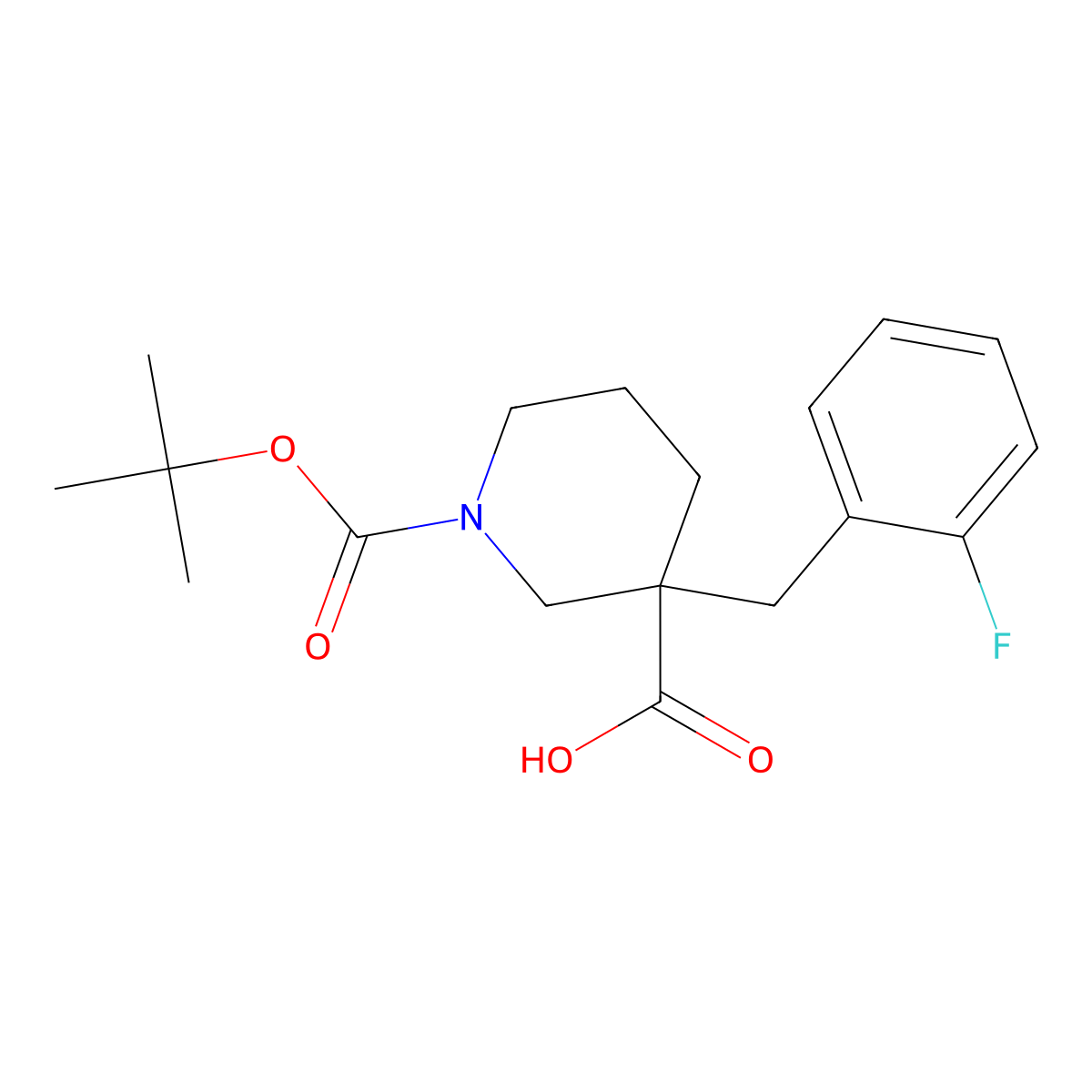 1-Boc-3-(2-fluorobenzyl)Piperidine-3-Carboxylic Acid molecular structure, CAS 1359702-87-6