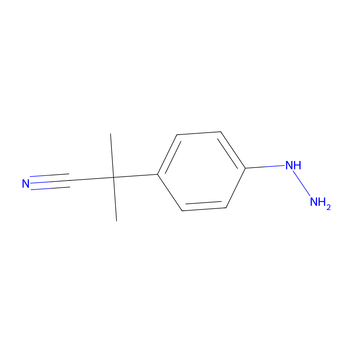 2-(4-Hydrazinylphenyl)-2-methylpropanenitrile molecular structure, CAS 1359703-30-2