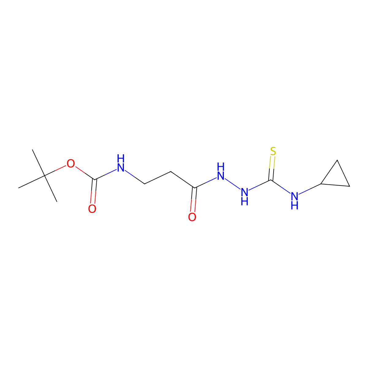 tert-Butyl (3-(2-(cyclopropylcarbamothioyl)hydrazinyl)-3-oxopropyl)carbamate molecular structure, CAS 1359703-88-0
