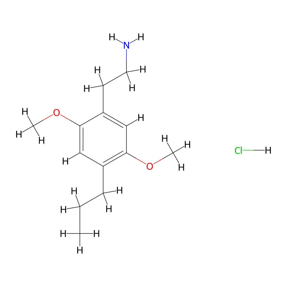 2,5-Dimethoxy-4-propylphenethylamine hydrochloride molecular structure, CAS 1359704-27-0