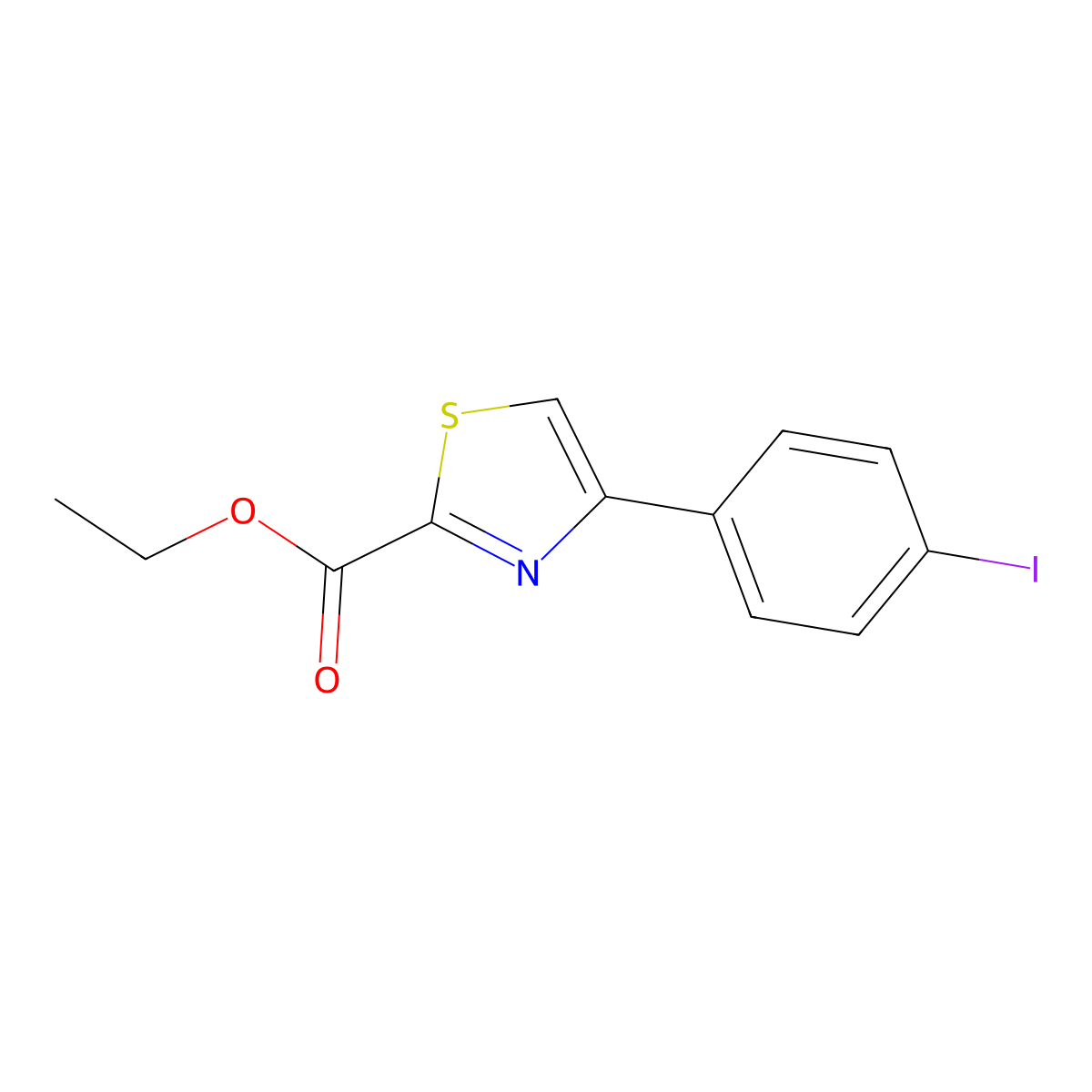 Ethyl 4-(4-iodophenyl)thiazole-2-carboxylate molecular structure, CAS 1359704-96-3