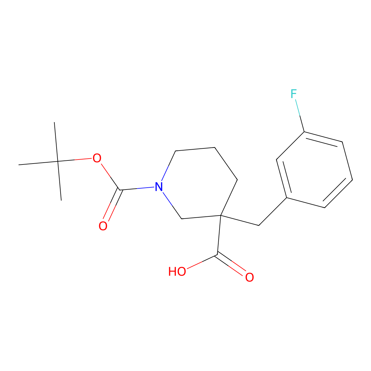1-[(Tert-butoxy)carbonyl]-3-[(3-fluorophenyl)methyl]piperidine-3-carboxylic acid molecular structure, CAS 1359705-53-5