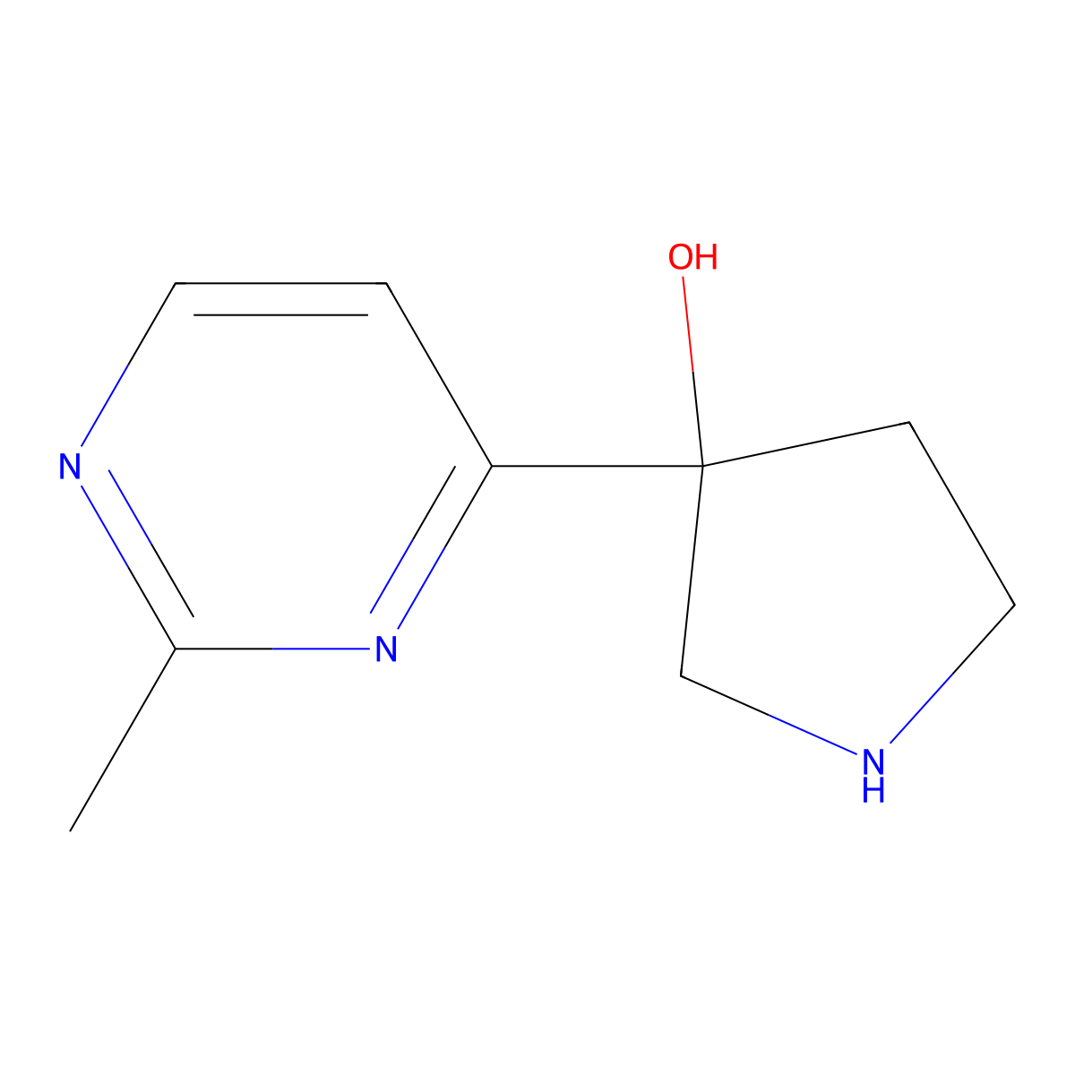 3-(2-Methylpyrimidin-4-yl)pyrrolidin-3-ol molecular structure, CAS 1359705-64-8