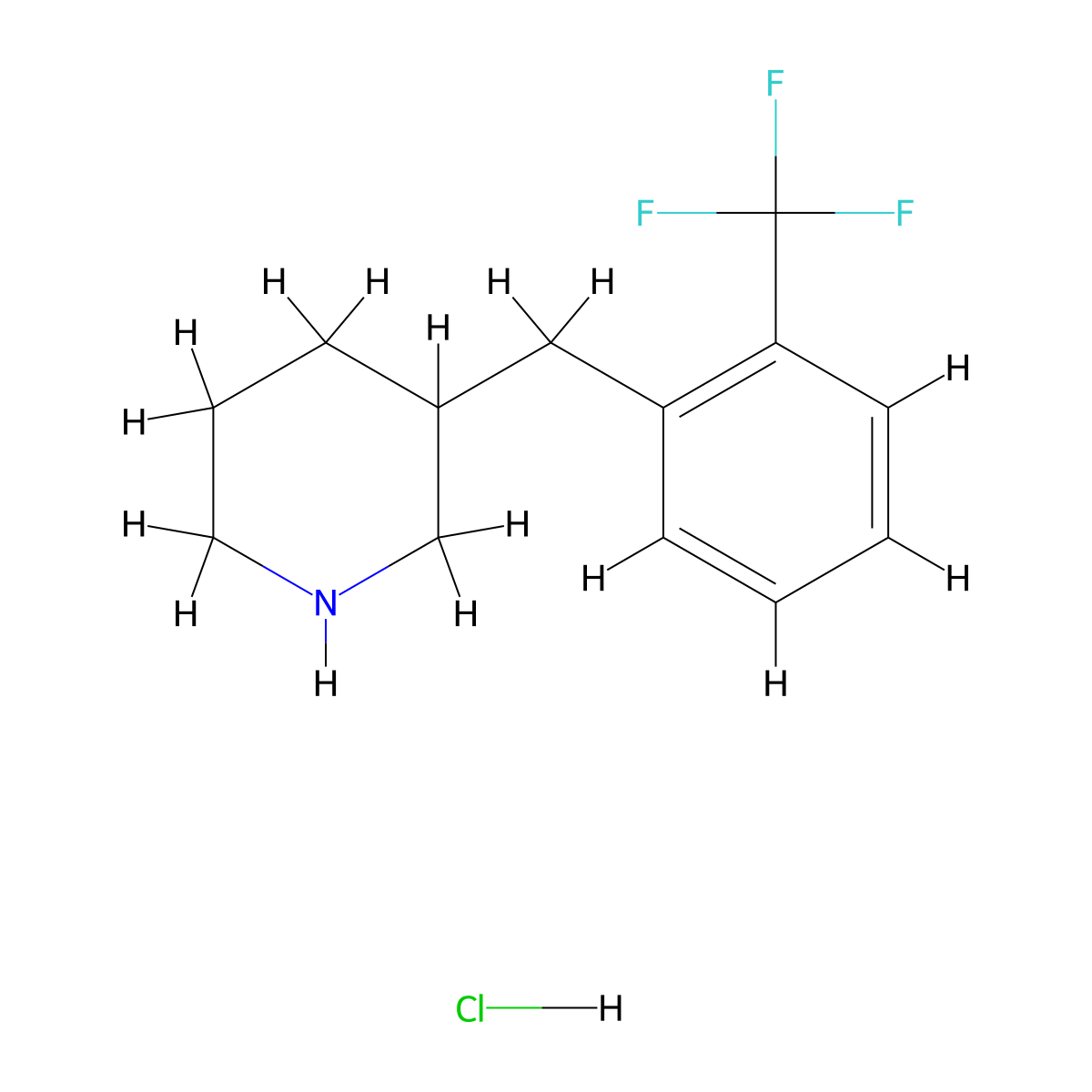3-(2-(Trifluoromethyl)benzyl)piperidine hydrochloride molecular structure, CAS 1359705-69-3