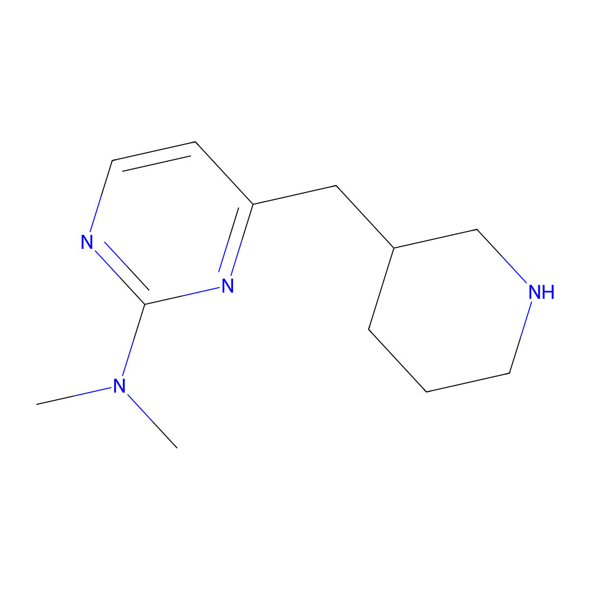 N,N-Dimethyl-4-(piperidin-3-ylmethyl)pyrimidin-2-amine molecular structure, CAS 1359705-77-3