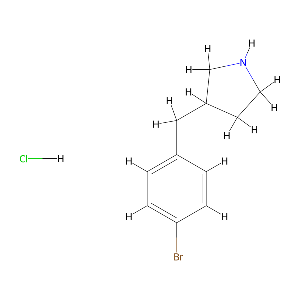 3-((4-Bromophenyl)methyl)pyrrolidine hydrochloride molecular structure, CAS 1359705-81-9