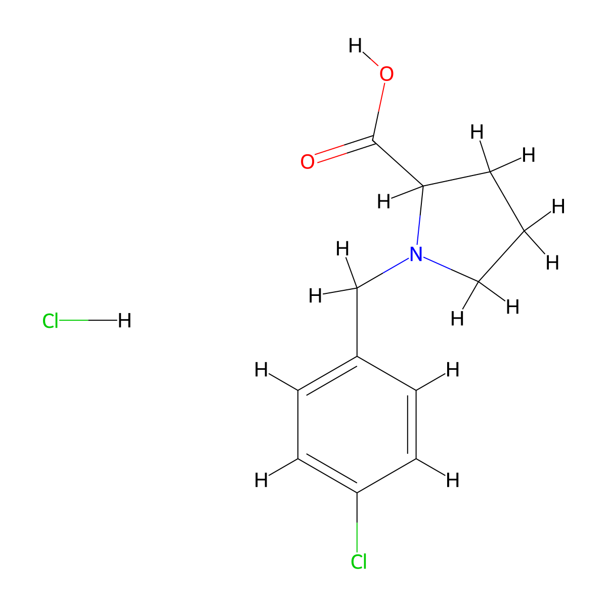 1-((4-Chlorophenyl)methyl)pyrrolidine-2-carboxylic acid hydrochloride molecular structure, CAS 1359731-74-0
