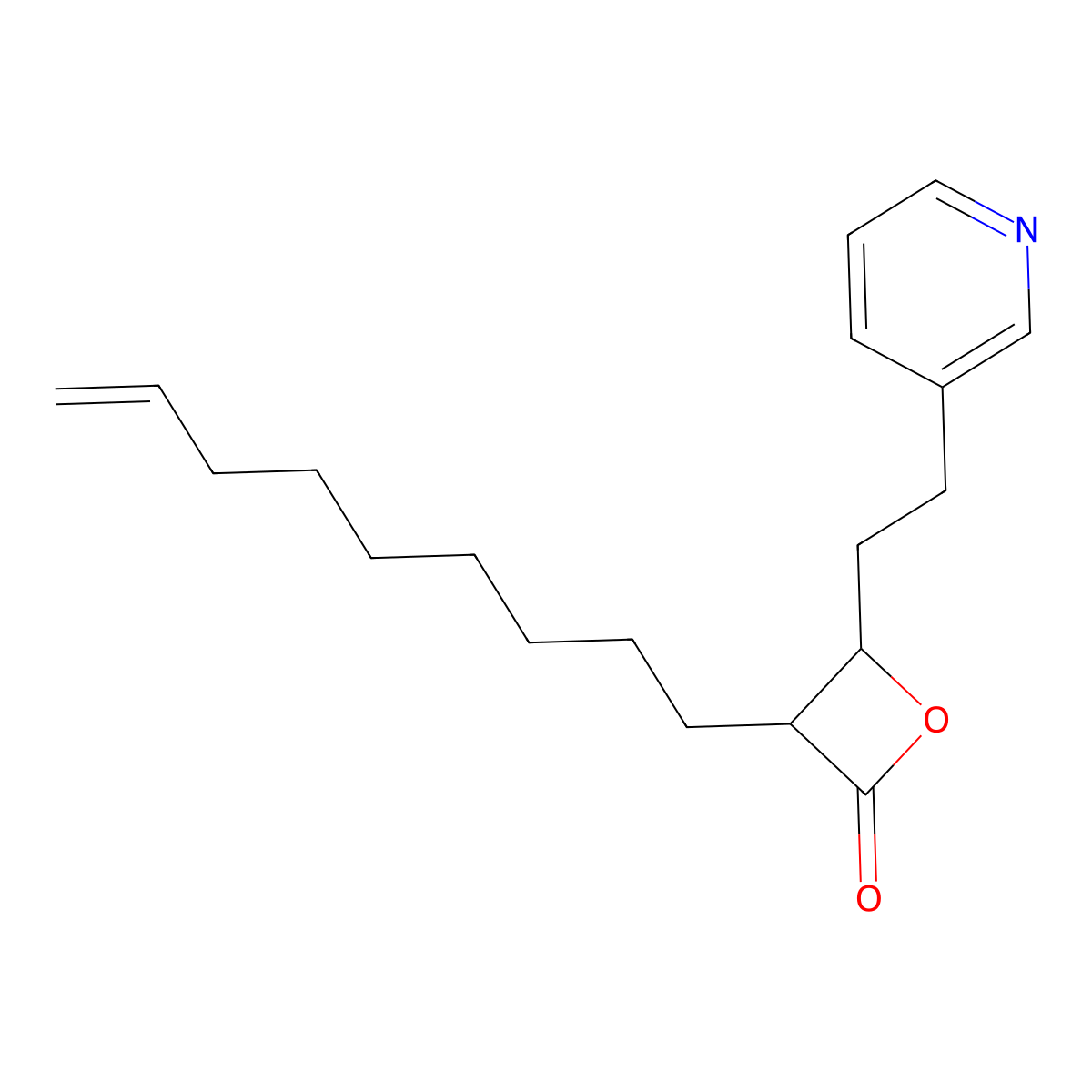 (3R,4R)-3-non-8-enyl-4-(2-pyridin-3-ylethyl)oxetan-2-one molecular structure, CAS 1359752-95-6