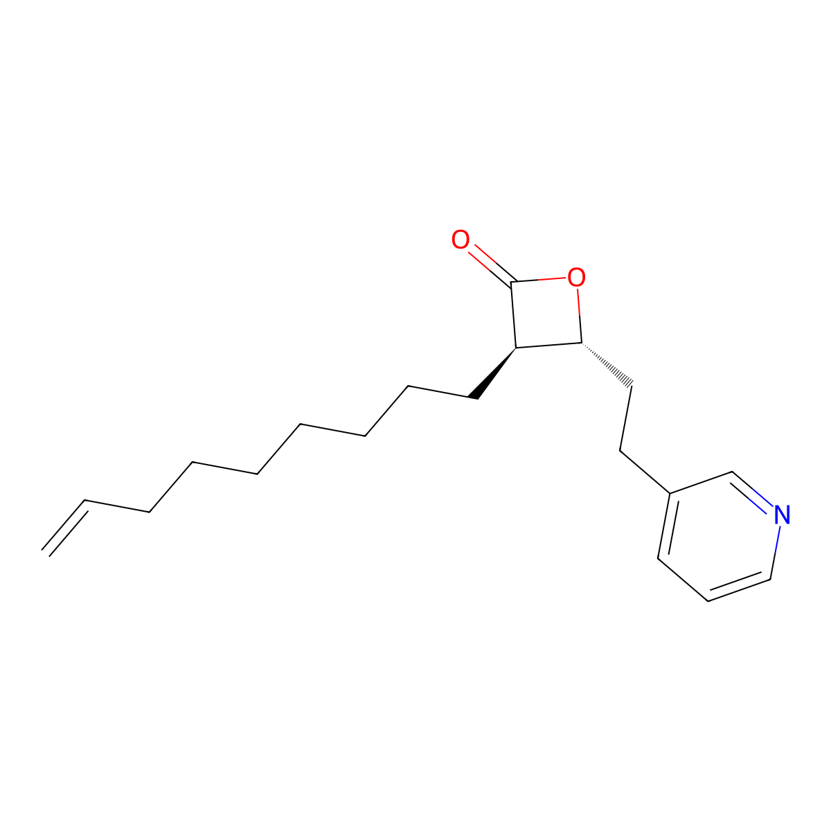 (3R,4R)-3-non-8-enyl-4-(2-pyridin-3-ylethyl)oxetan-2-one molecular structure, CAS 1359752-95-6