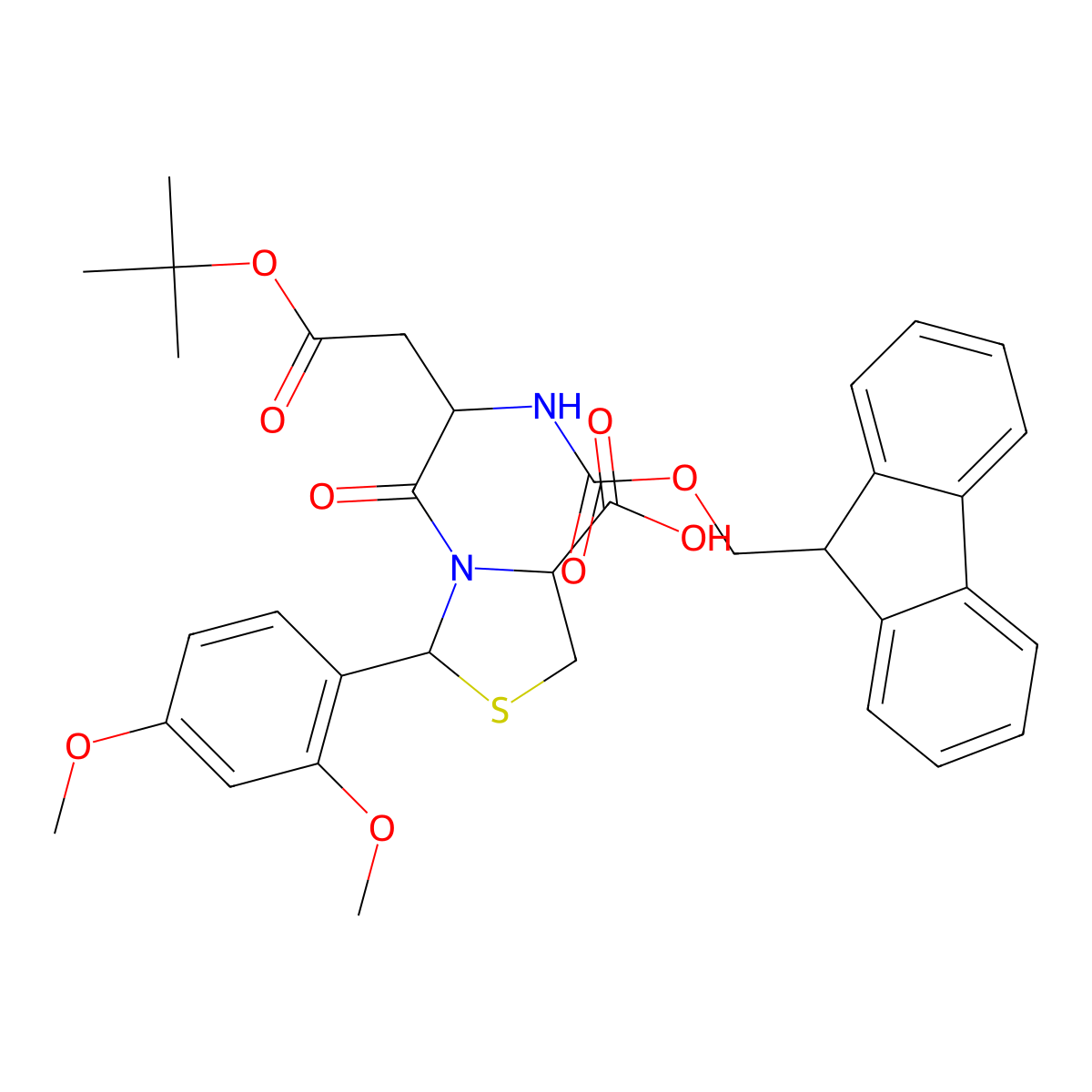 Fmoc-Asp(OtBu)-Cys(Psi(Dmp,H)pro)-OH molecular structure, CAS 1359754-16-7