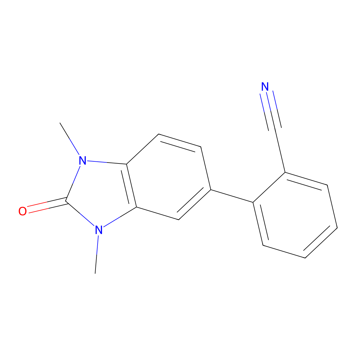2-(2,3-Dihydro-1,3-dimethyl-2-oxo-1H-benzimidazol-5-yl)benzonitrile molecular structure, CAS 1359760-28-3