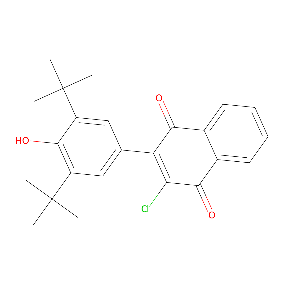 2-Chloro-3-(3,5-DI-tert-butyl-4-hydroxy-phenyl)-(1,4)naphthoquinone molecular structure, CAS 135979-40-7