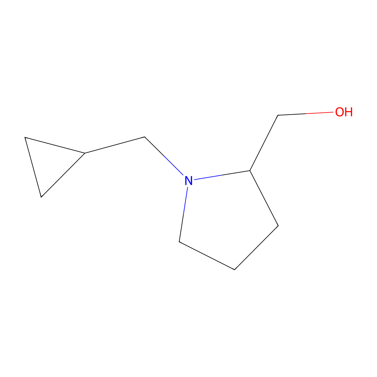 ((2S)-1-(cyclopropylmethyl)pyrrolidin-2-yl)methanol molecular structure, CAS 1359821-85-4