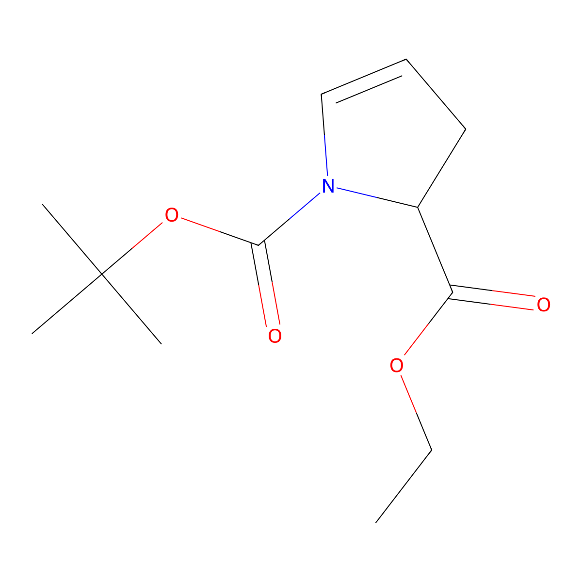 1-tert-butyl 2-ethyl 2,3-dihydro-1H-pyrrole-1,2-dicarboxylate molecular structure, CAS 1359829-04-1