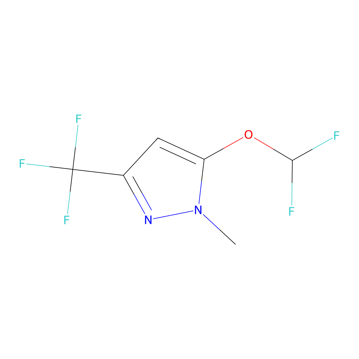 5-(difluoromethoxy)-1-methyl-3-(trifluoromethyl)-1H-pyrazole molecular structure, CAS 1359829-27-8