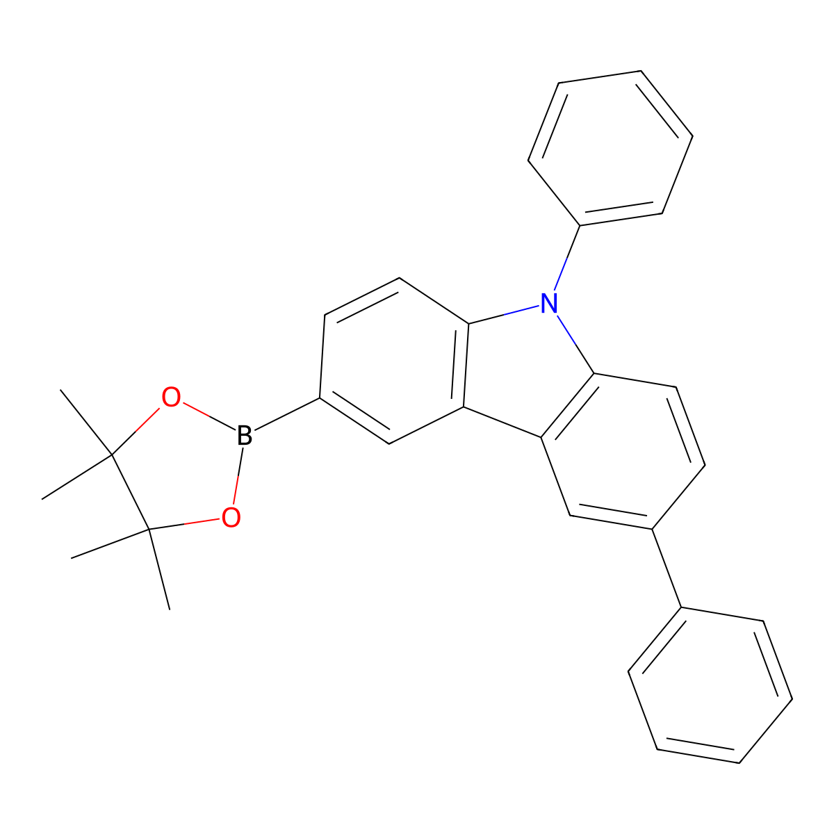 3,9-Diphenyl-6-(4,4,5,5-tetramethyl-1,3,2-dioxaborolan-2-yl)carbazole molecular structure, CAS 1359833-28-5