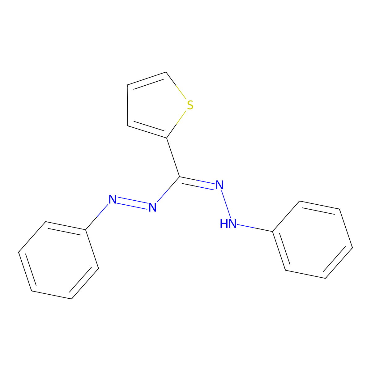 1,5-Diphenyl-3-(2-thienyl)formazan molecular structure, CAS 135984-01-9