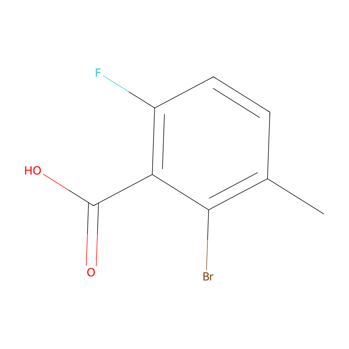 2-Bromo-6-fluoro-3-methylbenzoic acid molecular structure, CAS 1359857-60-5