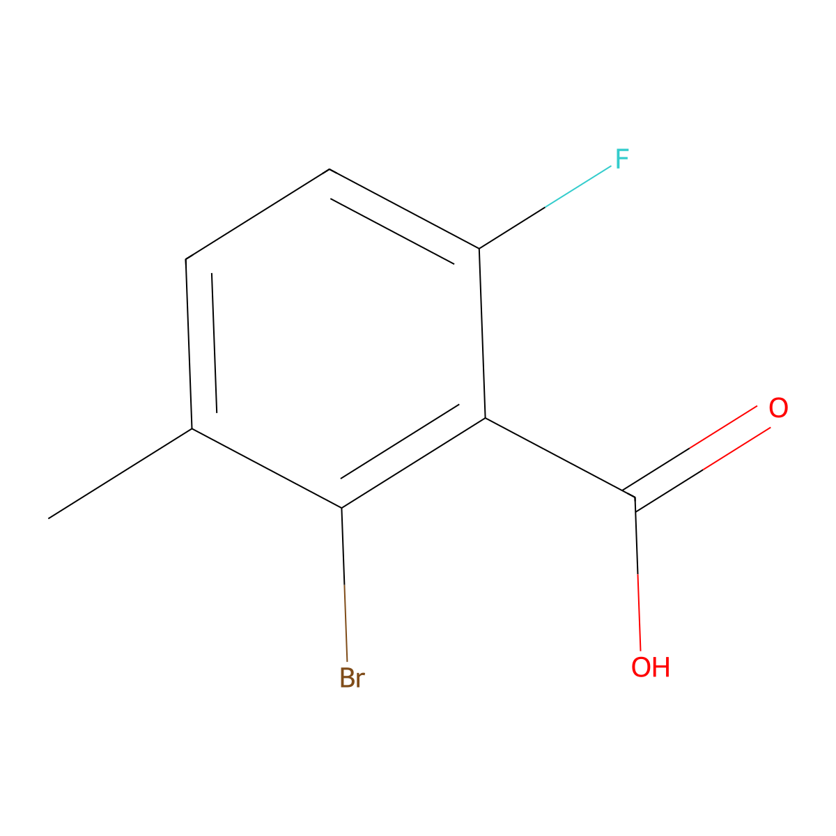 2-Bromo-6-fluoro-3-methylbenzoic acid molecular structure, CAS 1359857-60-5