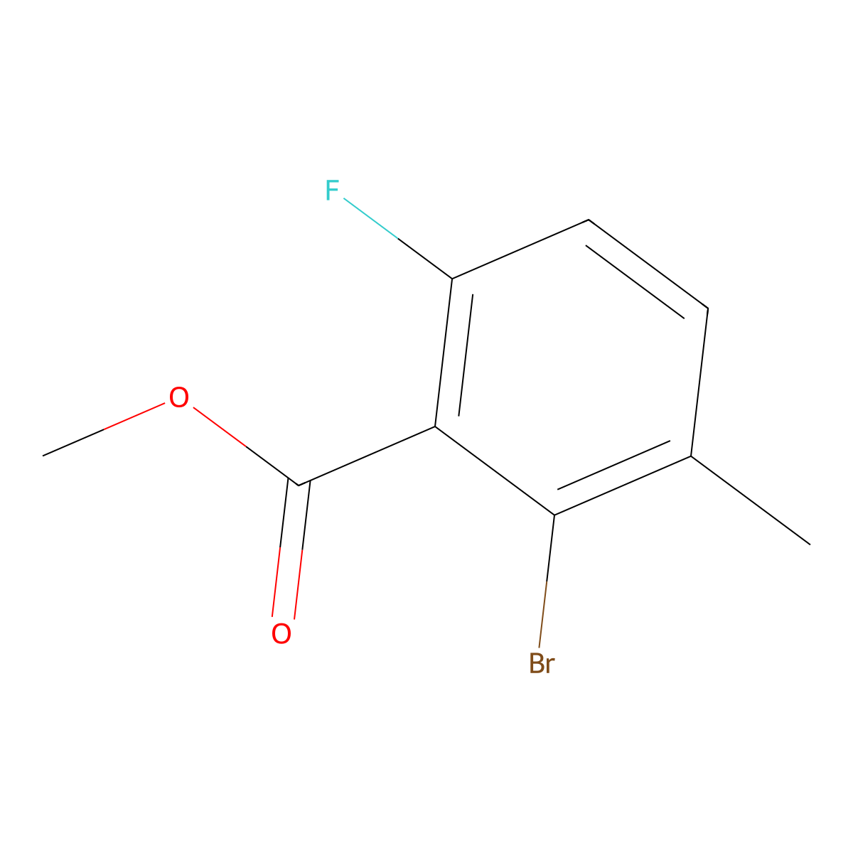 Methyl 2-bromo-6-fluoro-3-methylbenzoate molecular structure, CAS 1359857-62-7
