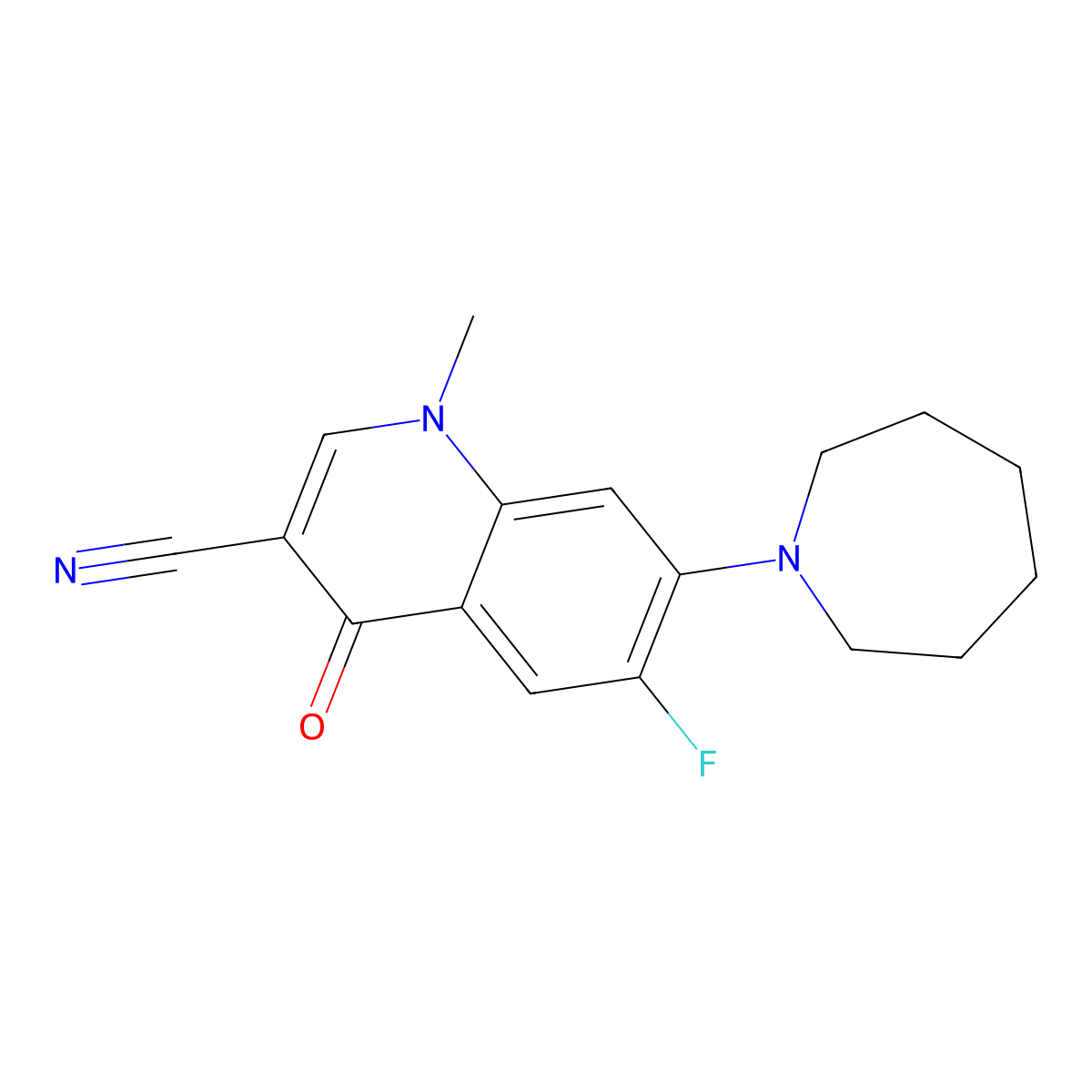 7-(Azepan-1-yl)-6-fluoro-1-methyl-4-oxoquinoline-3-carbonitrile molecular structure, CAS 1359864-60-0