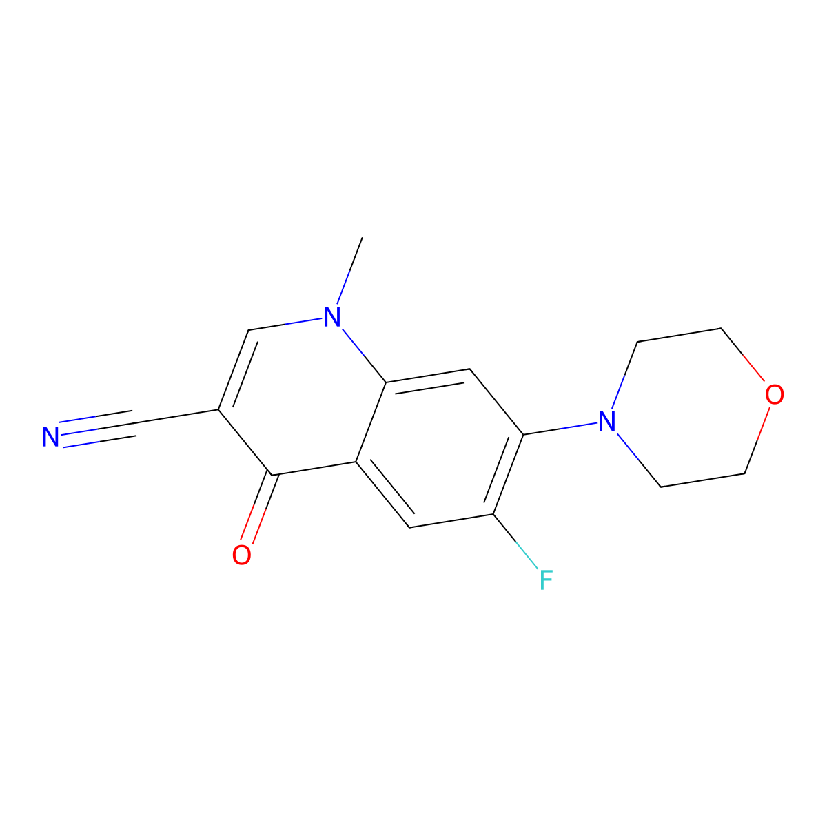 6-Fluoro-1-methyl-7-morpholin-4-yl-4-oxoquinoline-3-carbonitrile molecular structure, CAS 1359864-61-1