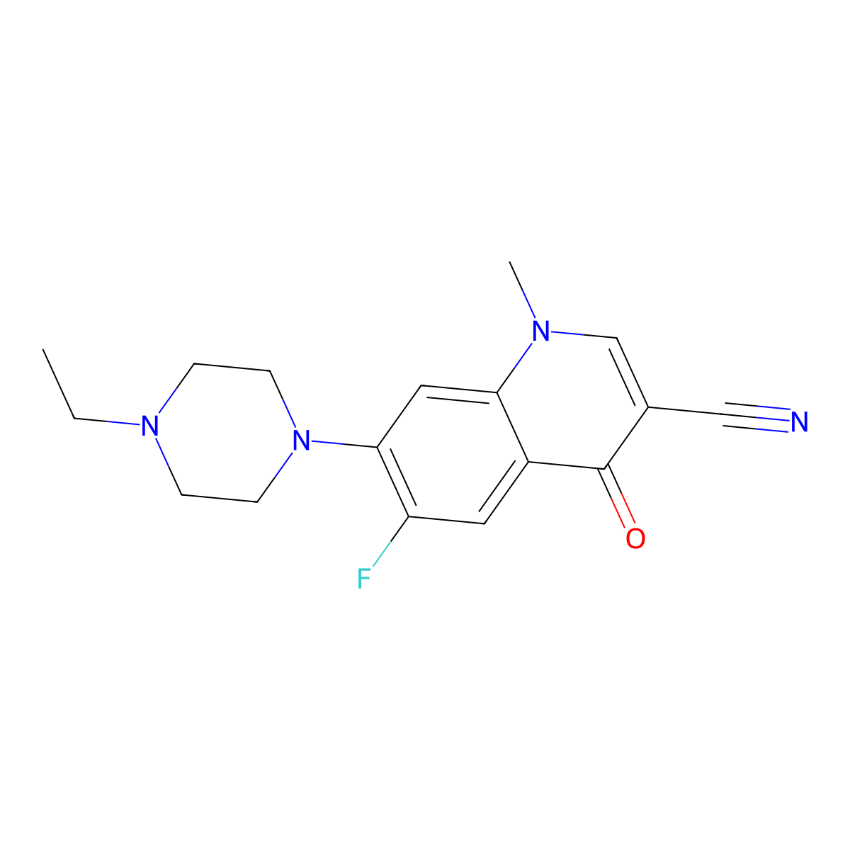7-(4-Ethylpiperazin-1-yl)-6-fluoro-1-methyl-4-oxoquinoline-3-carbonitrile molecular structure, CAS 1359864-63-3
