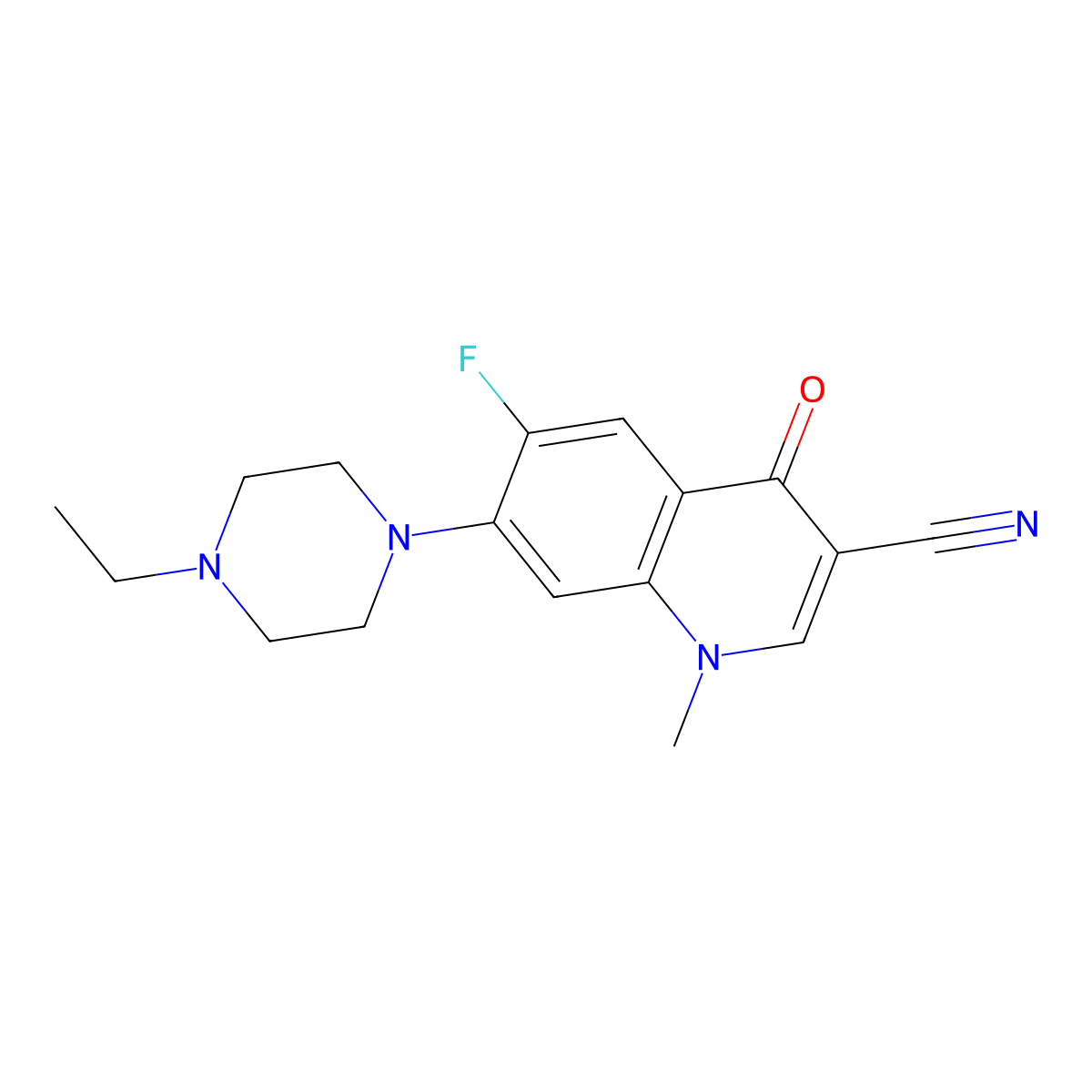 7-(4-Ethylpiperazin-1-yl)-6-fluoro-1-methyl-4-oxoquinoline-3-carbonitrile molecular structure, CAS 1359864-63-3