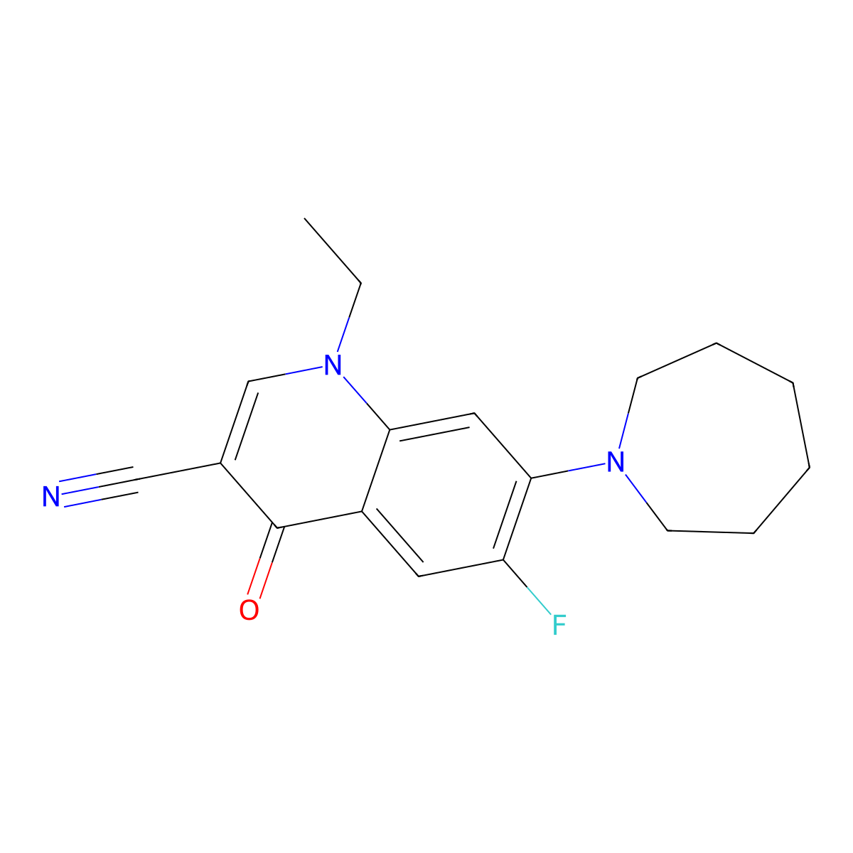 7-(Azepan-1-yl)-1-ethyl-6-fluoro-4-oxoquinoline-3-carbonitrile molecular structure, CAS 1359864-66-6