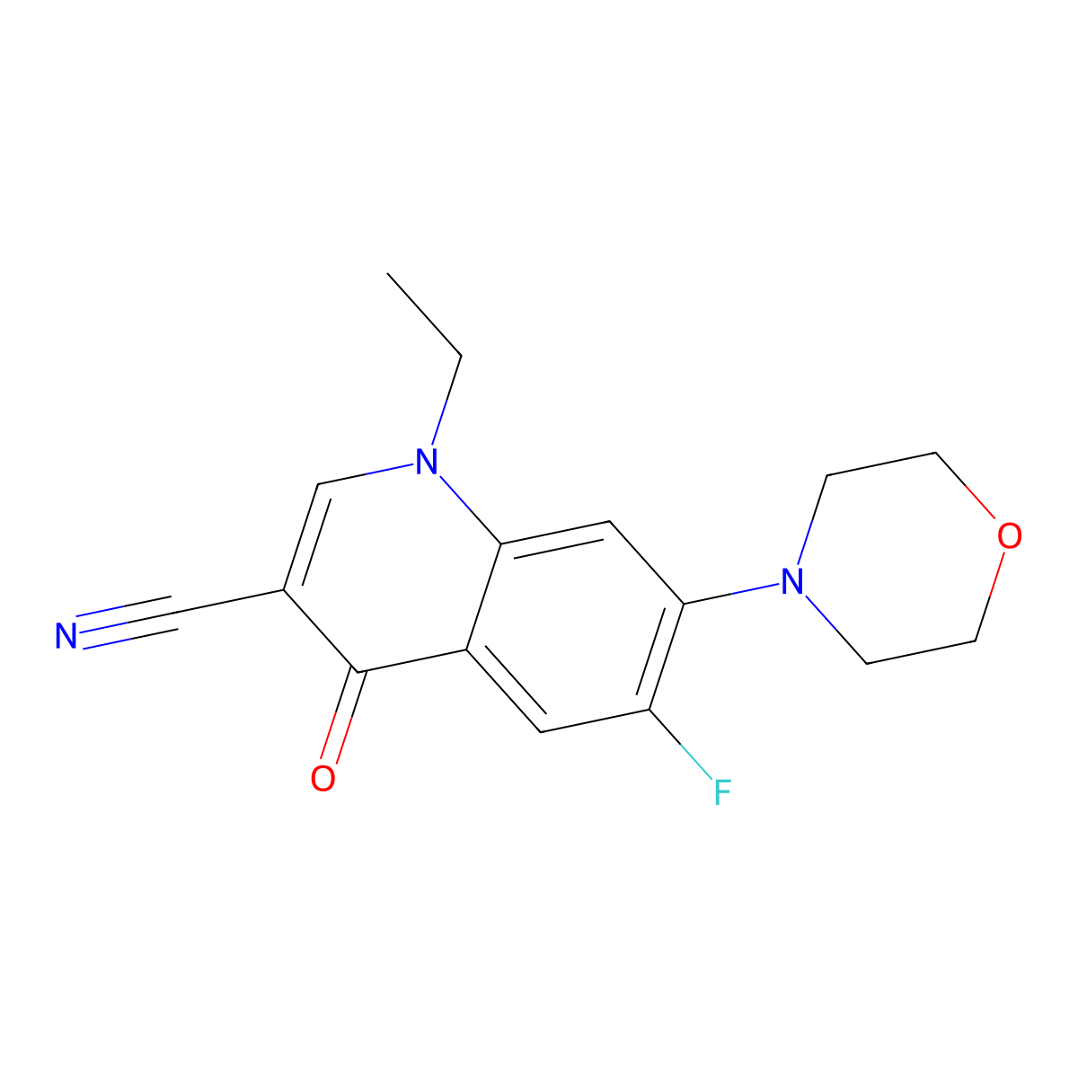 1-Ethyl-6-fluoro-7-morpholin-4-yl-4-oxoquinoline-3-carbonitrile molecular structure, CAS 1359864-67-7
